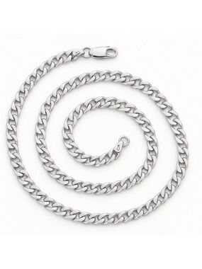 Stainless Steel Cuban Link Chain Necklace 24” 7.5mm Silver Chain